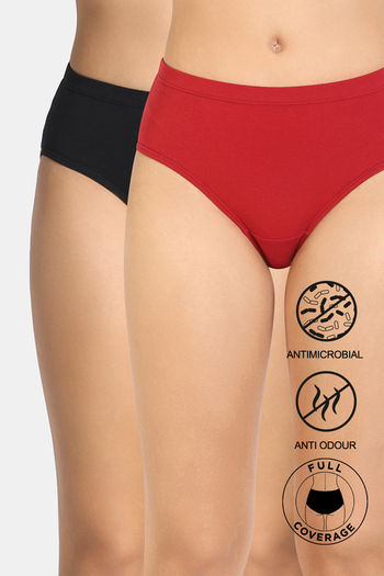 Buy Zivame Medium Rise Full Coverage Hipster Panty (Pack of 2) - Multicolor
